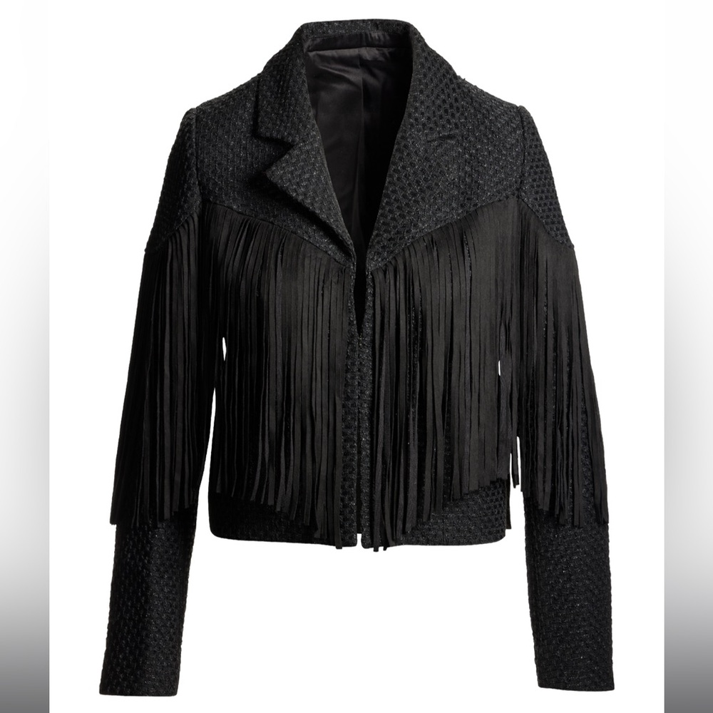 Boston Proper Black Fringed Cropped Blazer - NWT - Picture 2 of 8